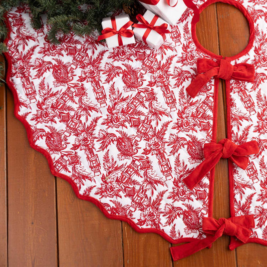 Nutcracker Toile Quilted Tree Skirt