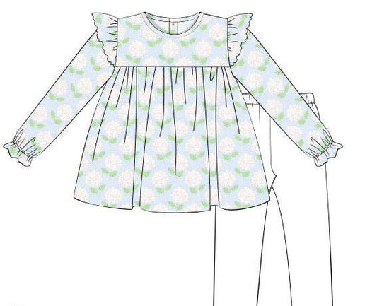 Long Sleeve Hydrangea Top and Pant Set