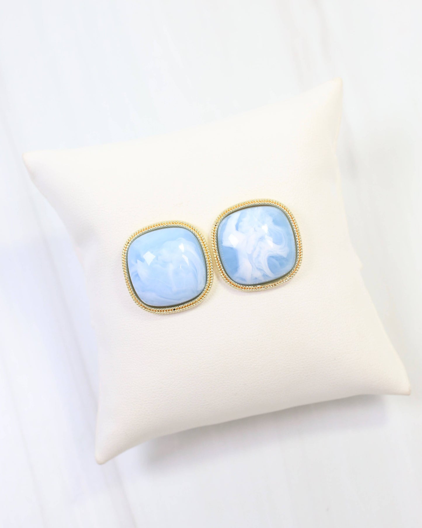 Marnie Gold Lined Post Earring, Blue
