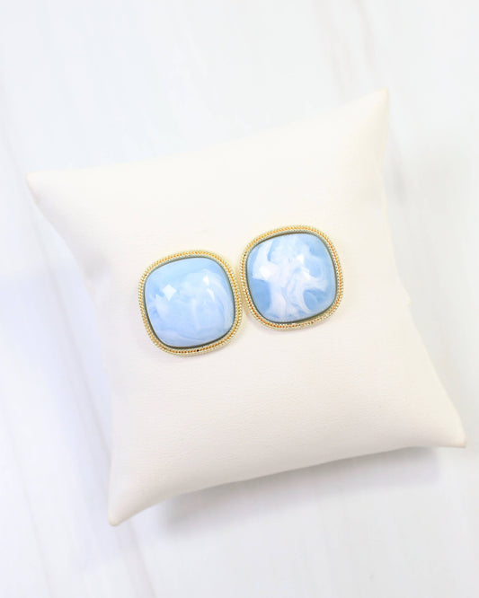 Marnie Gold Lined Post Earring, Blue