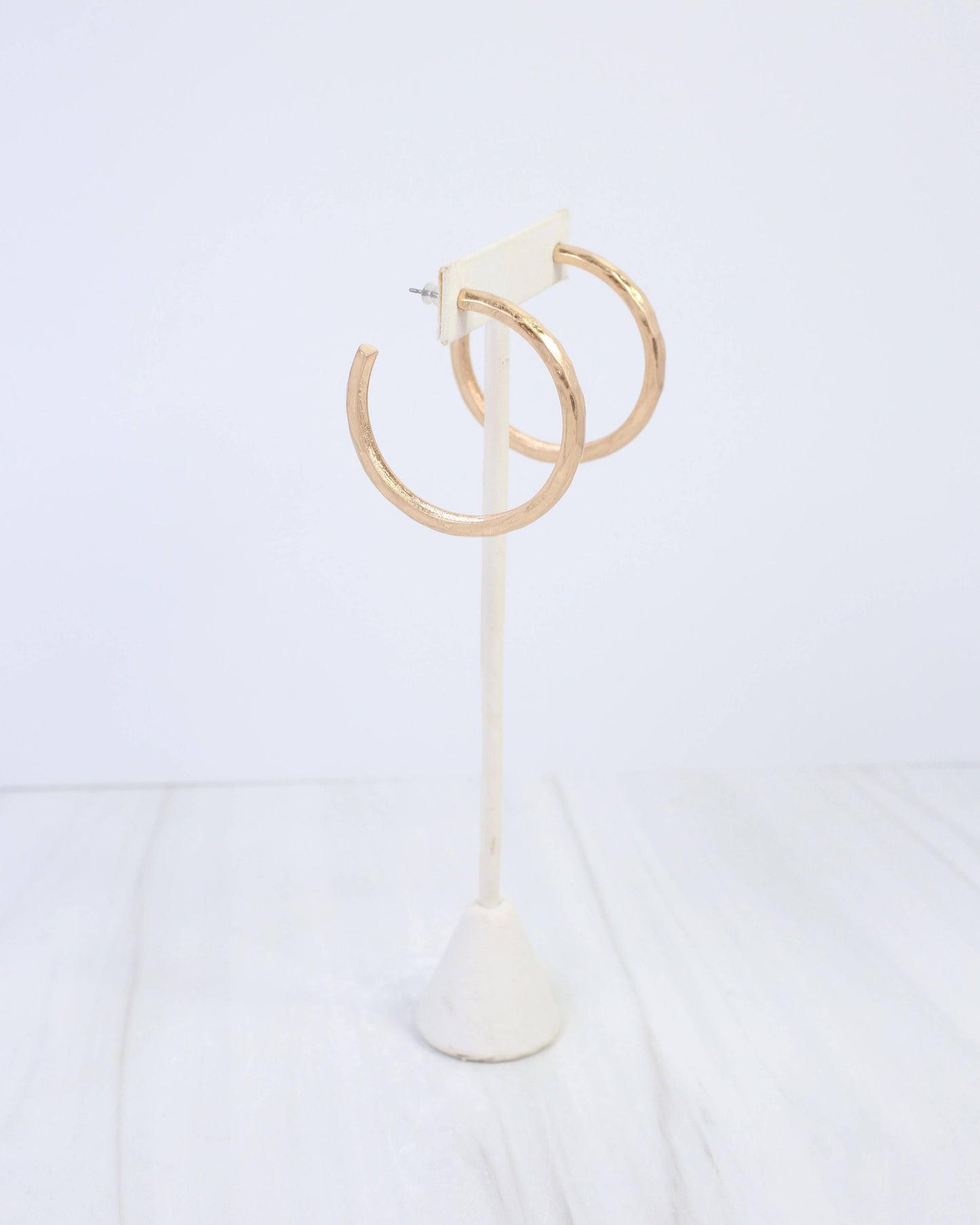 Hyde Park Hammered Hoop Earring, Worn Gold