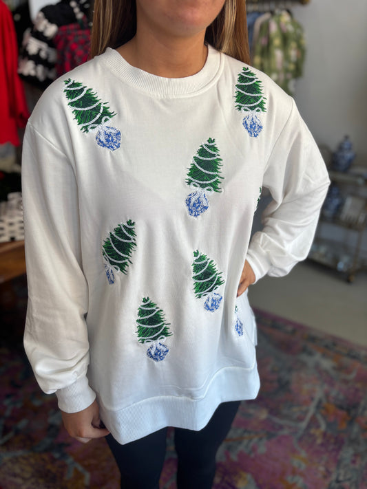 Oh' Blue Christmas Tree, Sparkle Sweatshirt