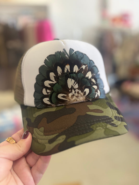 Camo, Feather Trucker Hat