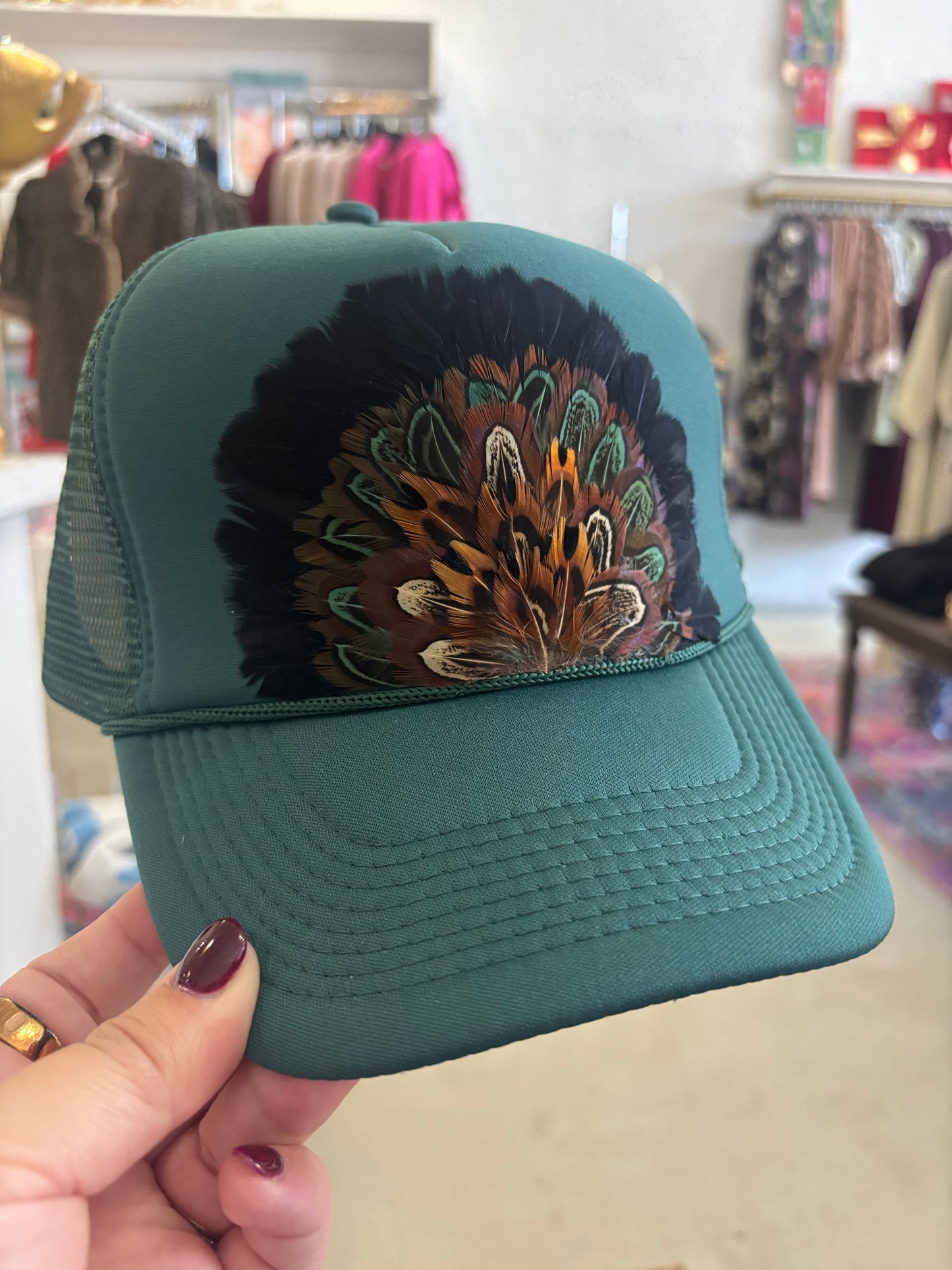 Emerald Green, Feather Trucker Hat