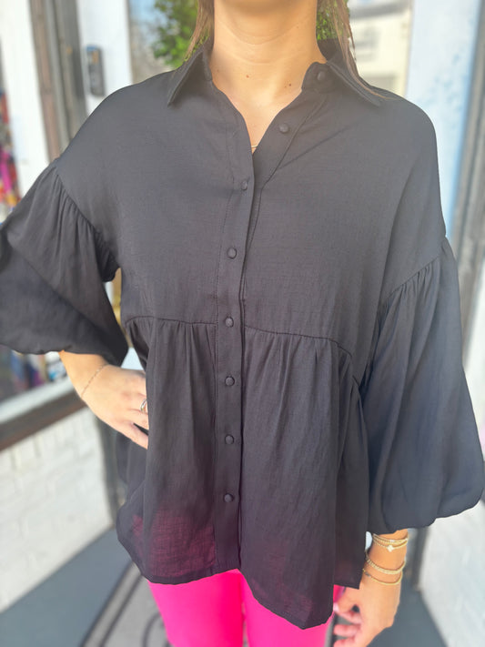 Black Bubble Blouse