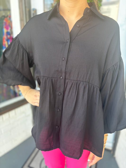 Black Bubble Blouse