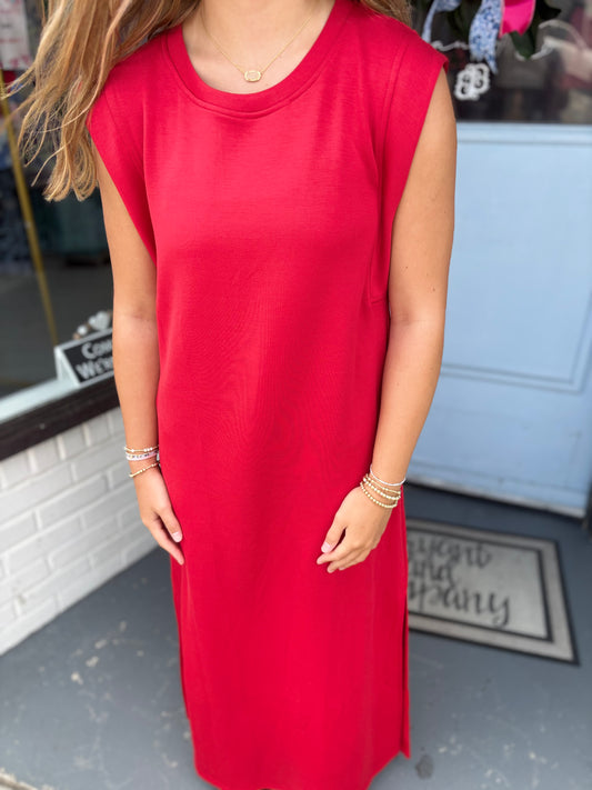 Soft & Red Maxi Dress