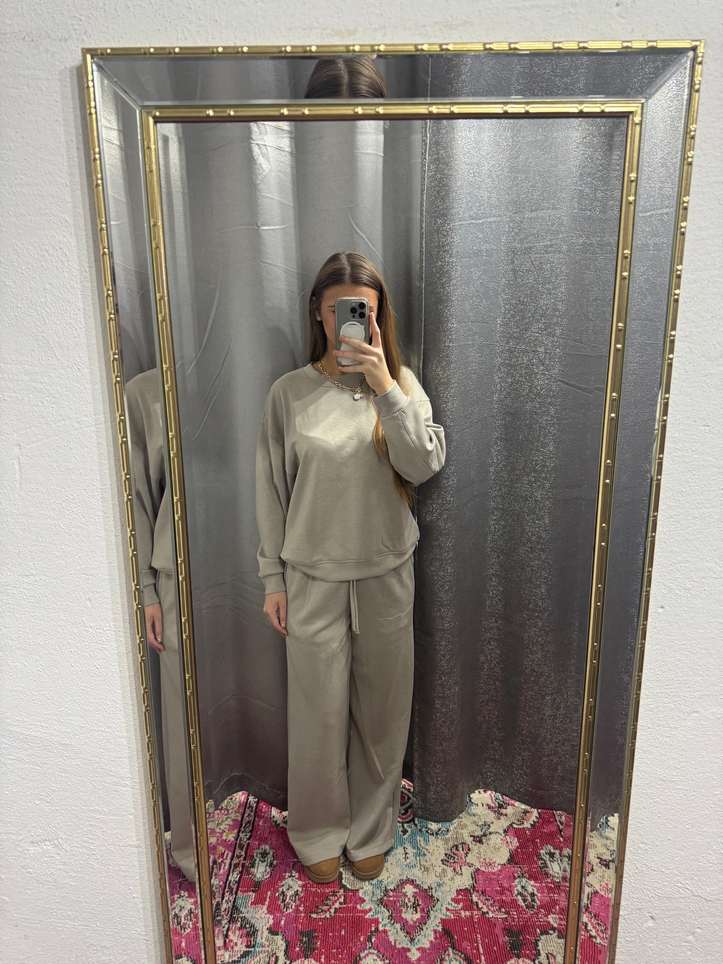 Scuba Crewneck Pullover & Pants Set- Ash Mocha