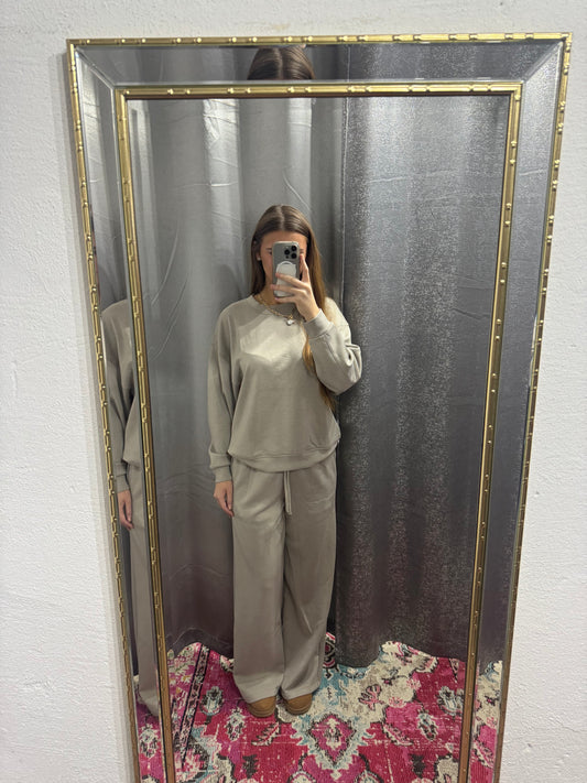 Scuba Crewneck Pullover & Pants Set- Ash Mocha
