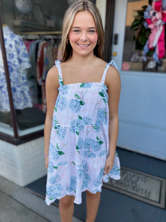 Hydrangea Ribbon Tie Dress
