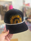 Black Crushed Velvet, Feather Trucker Hat