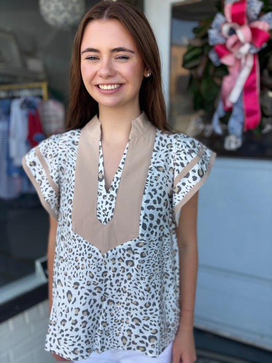 Sandy Leopard Top