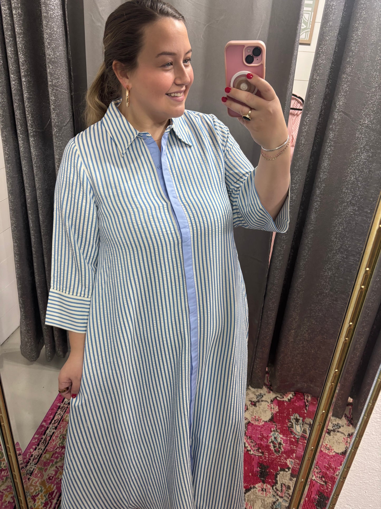 Hydrangea Blue, Striped Dress