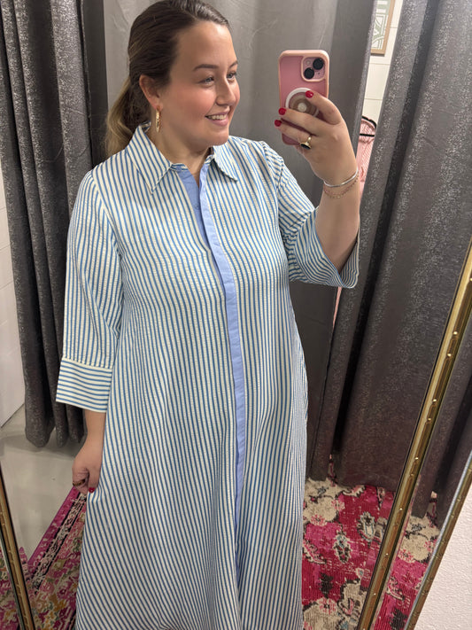 Hydrangea Blue, Striped Dress