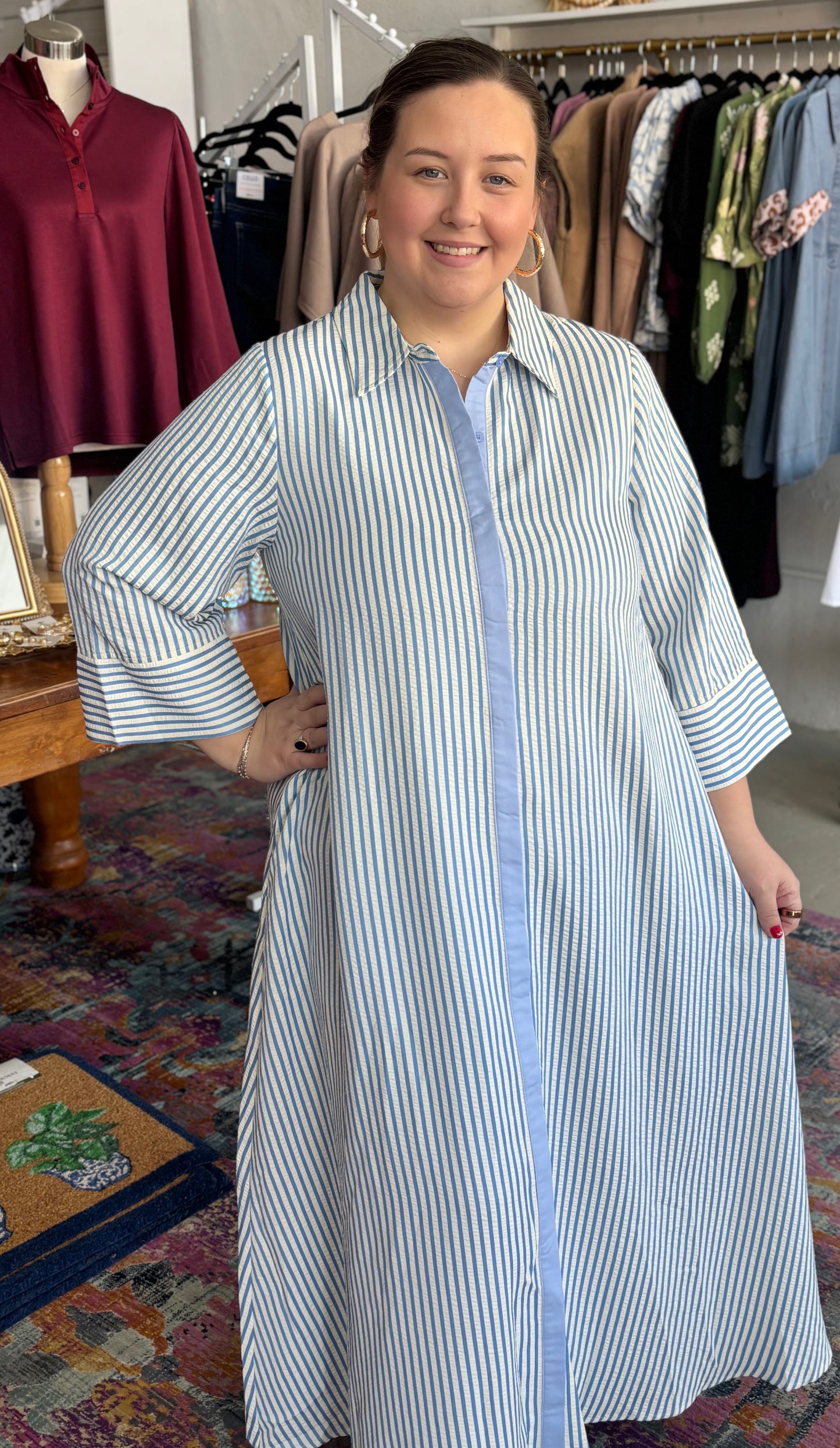 Hydrangea Blue, Striped Dress