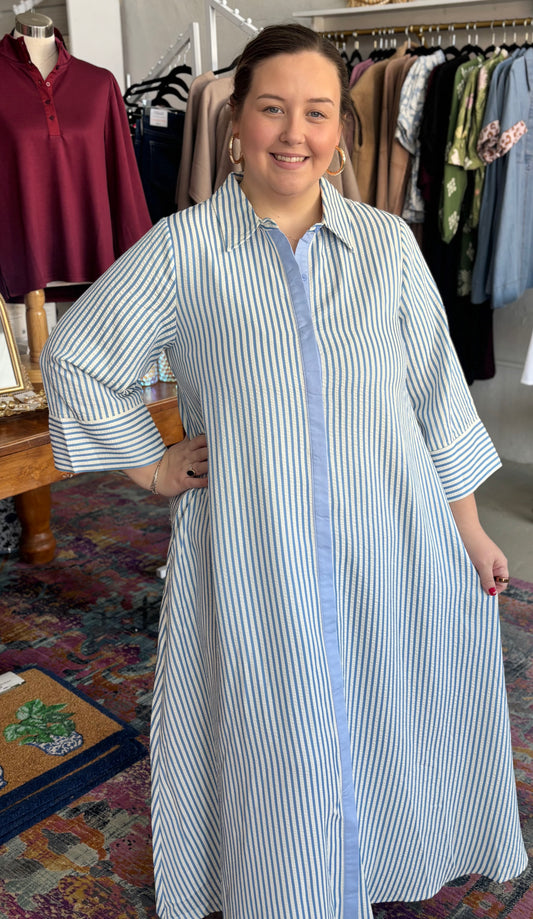 Hydrangea Blue, Striped Dress
