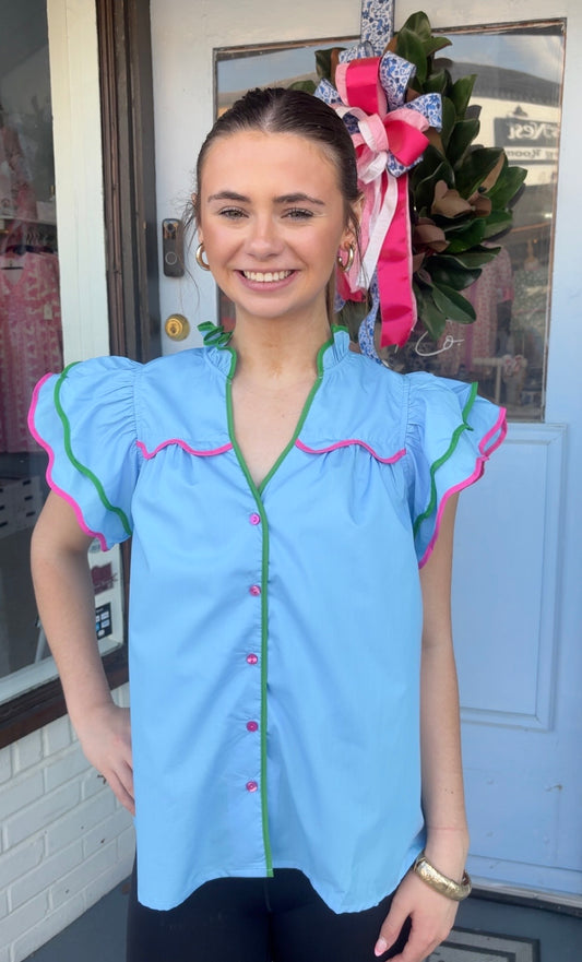 Neon Ruffle Top