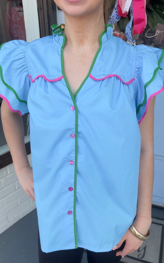 Neon Ruffle Top