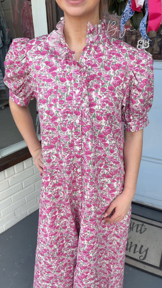 Pink Poppy Midi Dress