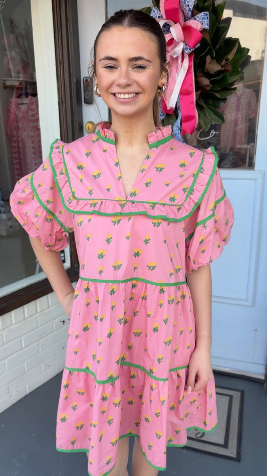 Pink Marigold Ruffle Dress
