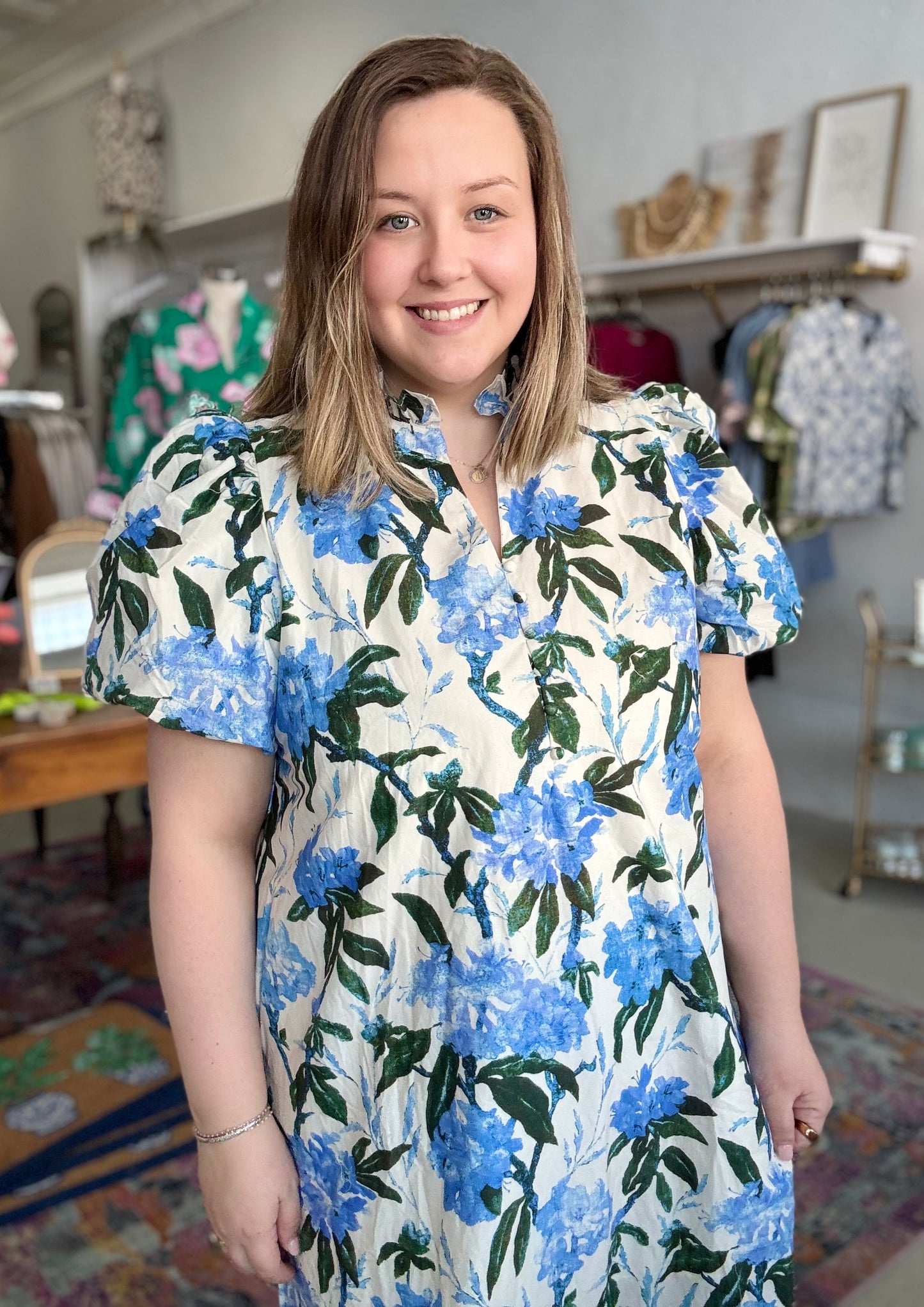 Hydrangea Blooms Midi Dress
