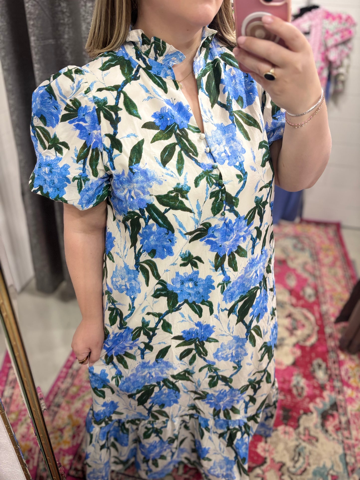 Hydrangea Blooms Midi Dress