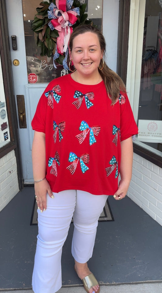 Patriotic Sparkle Bow Shirt