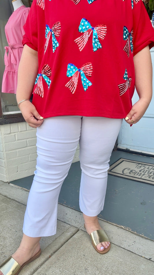 White Kick Crop Flaire, Dress Pants