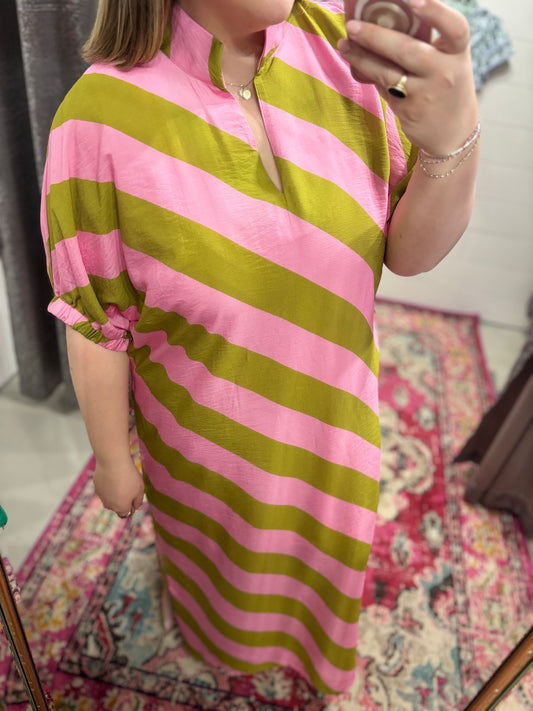 Pink Kiwi Striped Maxi