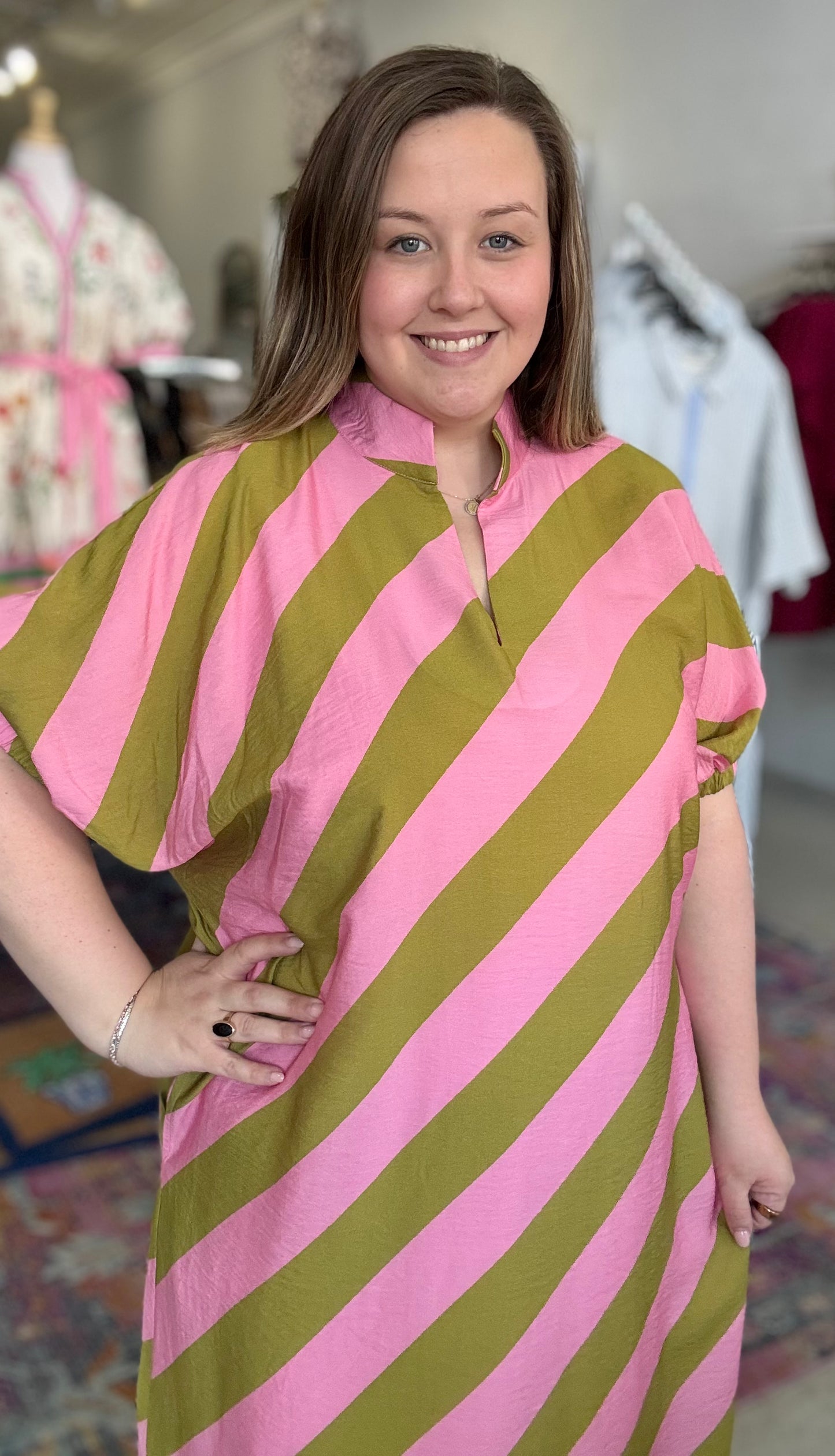 Pink Kiwi Striped Maxi