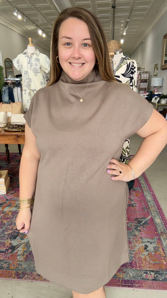 Mocha Mock Neck Dress