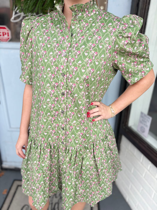 Pink in Olive Dress