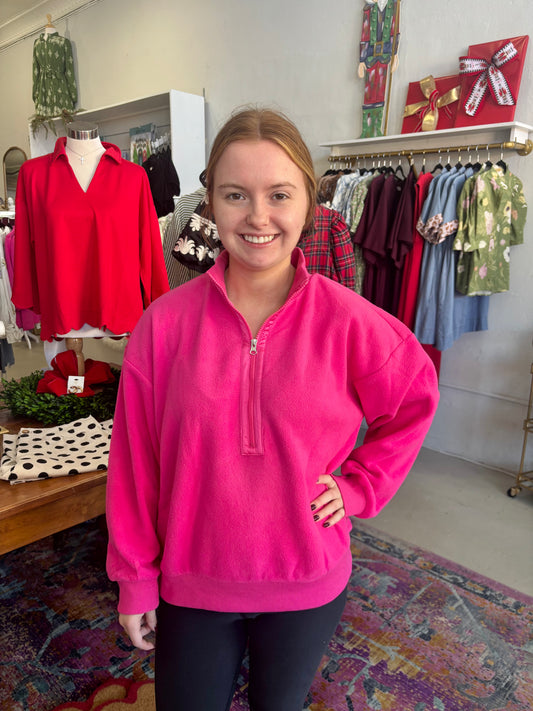 Fuchsia Fleece Zip Top