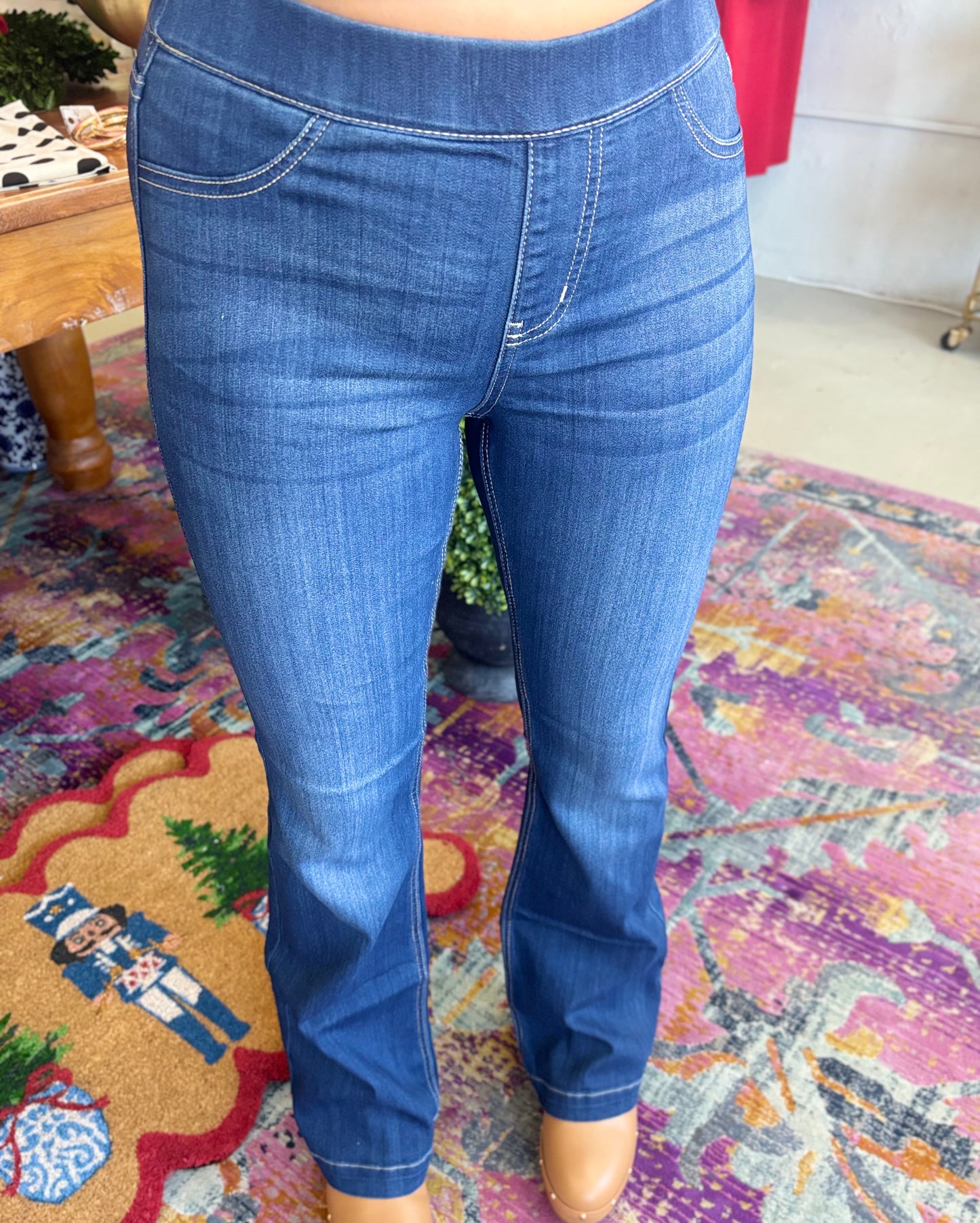 Pull-On Dark Wash Flared Jegging