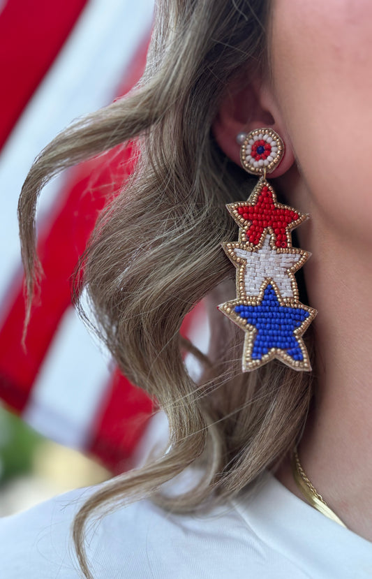 Red, White and Blue Stars Earrings