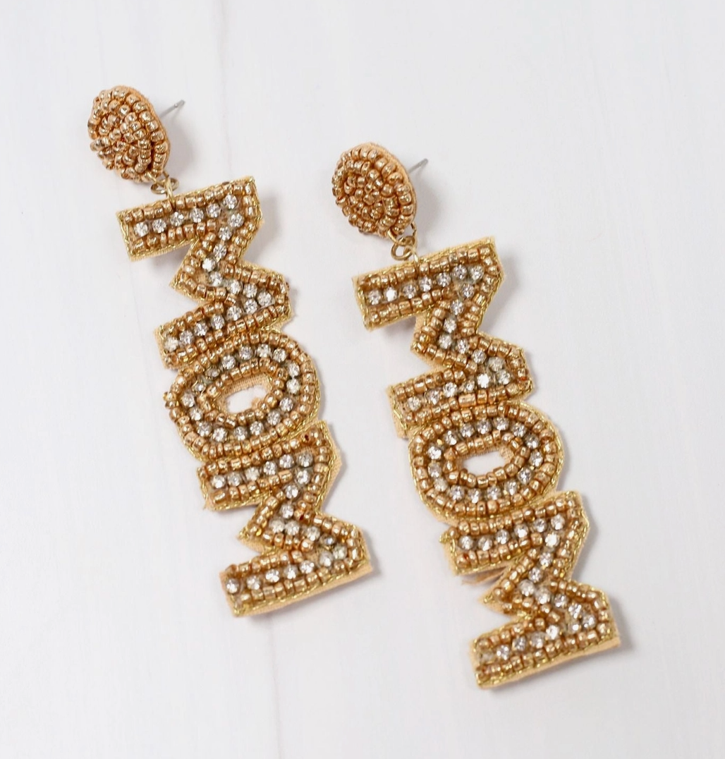 Mom Gold Beaded Earrings