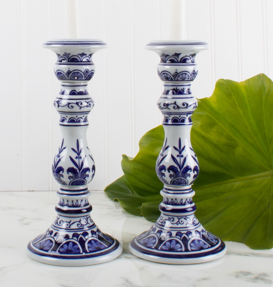 Blue & White Candle Stick (Tall)