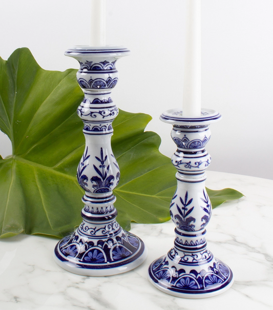 Blue & White Candle Stick (Short)