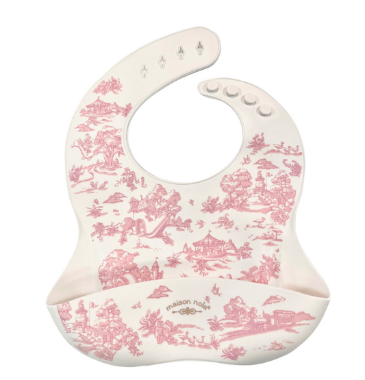 Pink Chinoiserie Silcone Bib