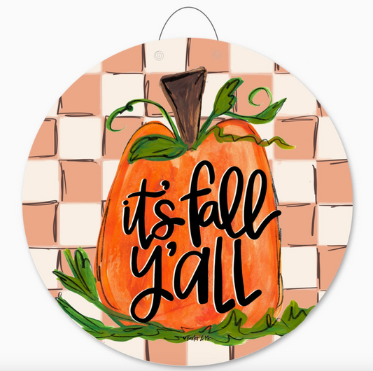 It's Fall Y'all! Checkered Door Hanger