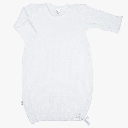 White Trim, Knit Overlap Shoulder Gown