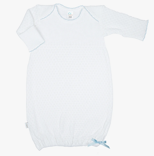 Baby Blue Trim, Knit Overlap Shoulder Gown