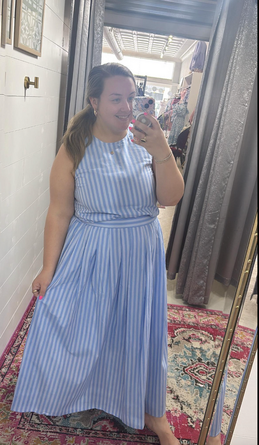 Striped Skirt & Top Set, PLUS