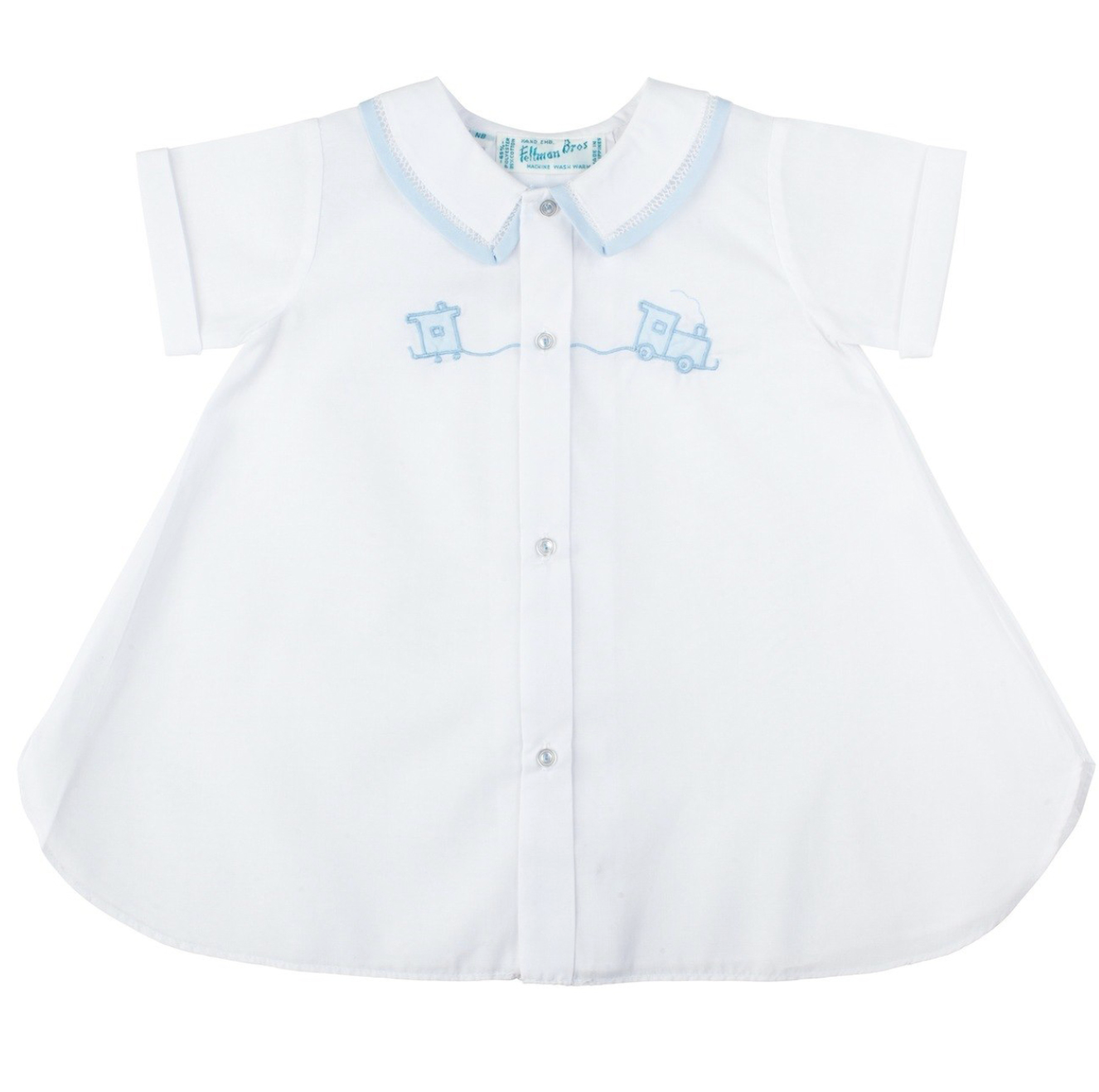 Boys Open Front Daygown With Train, White- Feltman Brothers