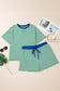 Cabana Green Striped, Plus Size Short Set