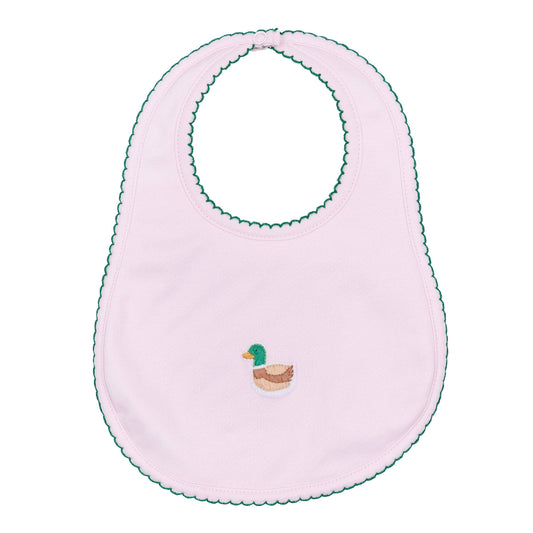 Mini Mallard Embroidered Bib - Pink