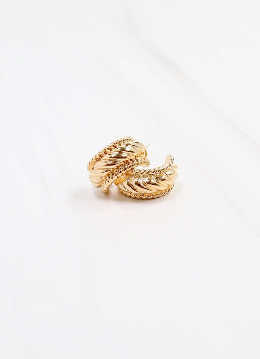 Tony Textured Hoop Earring, Gold