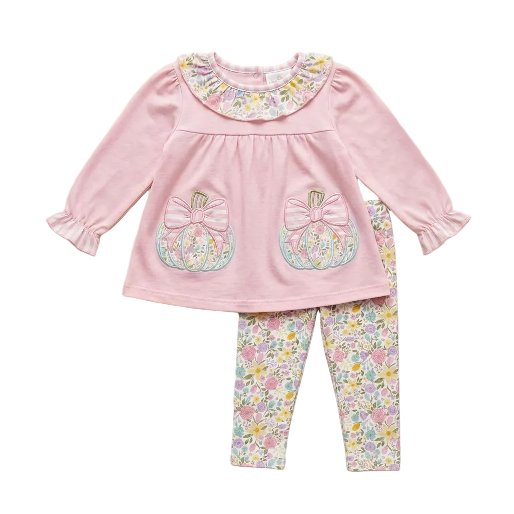Pink Pumpkins, Ruffle Collar Leggings Set