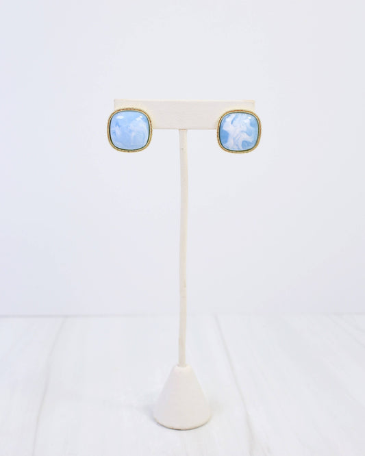 Marnie Gold Lined Post Earring, Blue