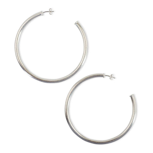 Everybody's Favorite Hoop Earrings: Brushed Silver Plated